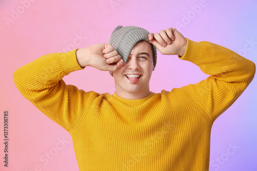 Handsome young happy man on...