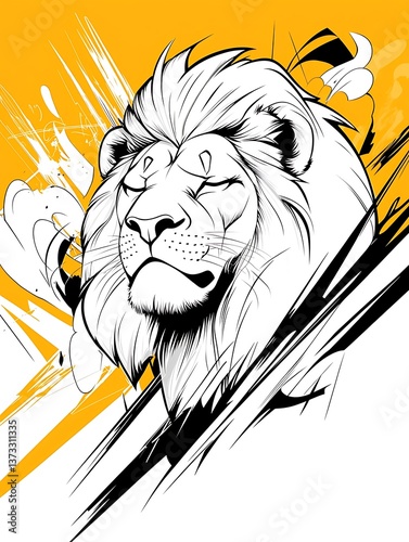 Majestic Lion with Abstract Background.