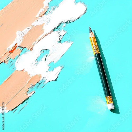 Makeup Pencil Teal Background