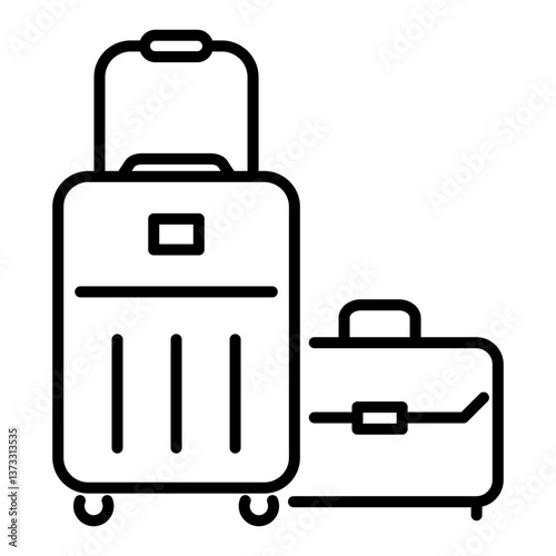 Luggages round line vector icon with editable stroke, representing travel and tourism. Symbolizes baggage, vacation, and transportation, ideal for airports, trips, and holiday planning
