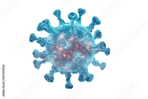 Viruses microscopic view banner green blue isolated on cutout PNG or transparent background. Structure cancer cells. Medical science. 3d illustration of digital virtual chromosome DNA analysis.