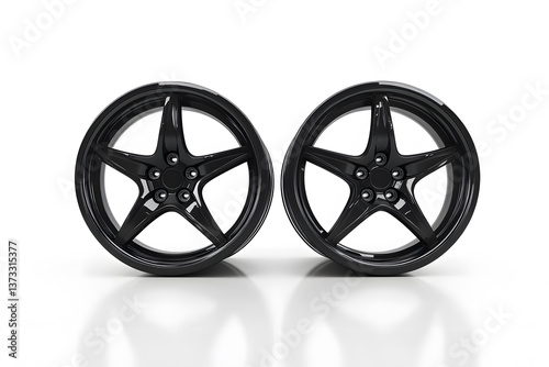 Wheel alloy car wheels rim dark black chrome or mag wheel high on white background. Transport vehicles transportation. Car accessories. Performance auto part decoration.