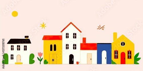 A charming row of stylized ...