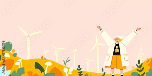 A cheerful scientist stands...