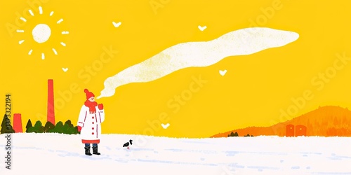 A person stands in a snow f...