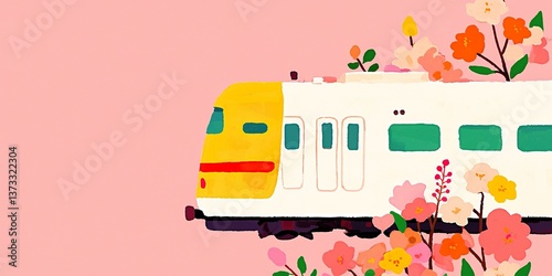 A colorful train elegantly ...