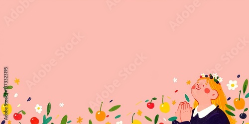 A young girl with a floral ...