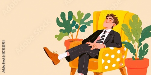 A relaxed businessman recli...
