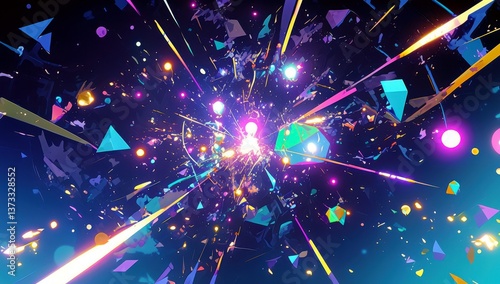 Colorful Background with Beams of Light in Purple Creating Vibrant Dynamic Energy Effect for Abstract Art and Design Use