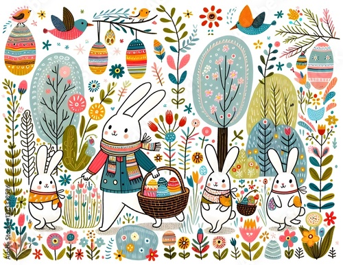 Conejitos de Pascua en Jardines Ilustrados