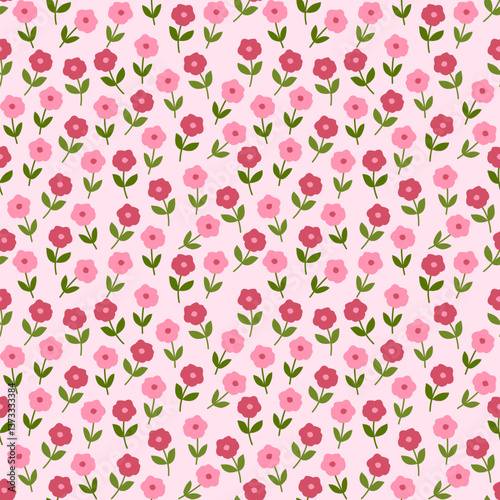 seamless pattern with pink flowers