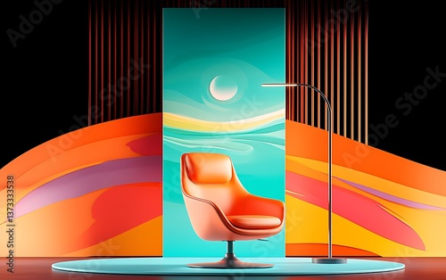 Modern Chair, Teal Art, Room