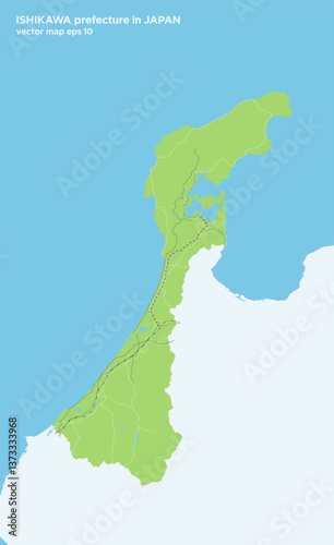日本の石川県のシンプルな緑色のロードマップ