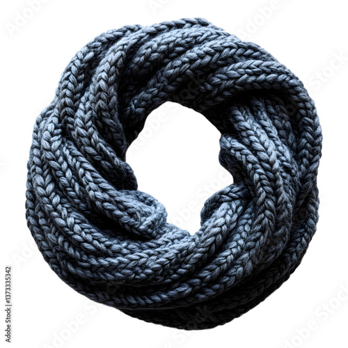 Chunky Knit Infinity Scarf Isolated on Transparent Background
