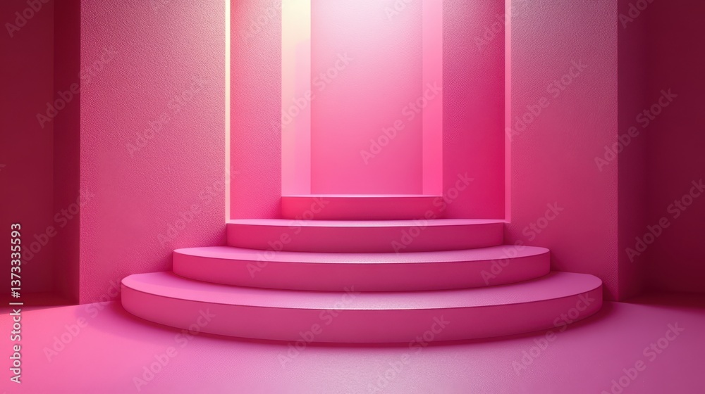 Obraz premium pink product background stand or podium pedestal on empty display with pastel backdrops 3d rendering