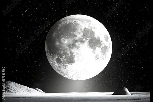 Moonlit Lunar Landscape