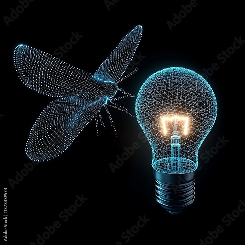 Moth  Lightbulb Digital Art.