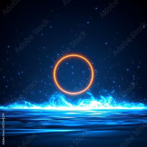 Neon Circle, Abstract Scene