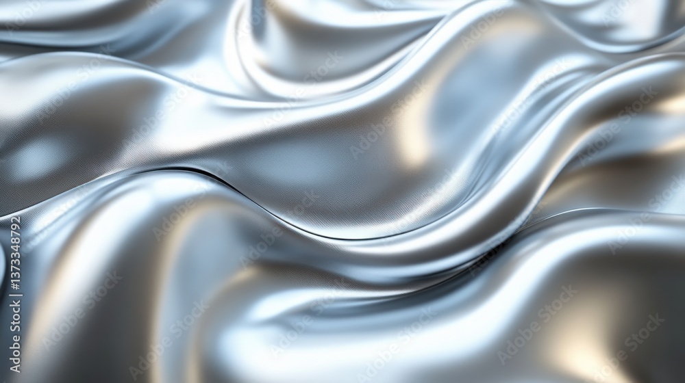 silver metallic abstract rippled pattern background 3d render
