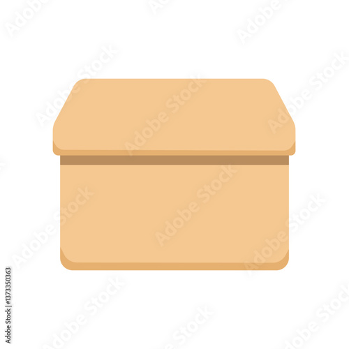 simple closed wooden box, flat vector illustration