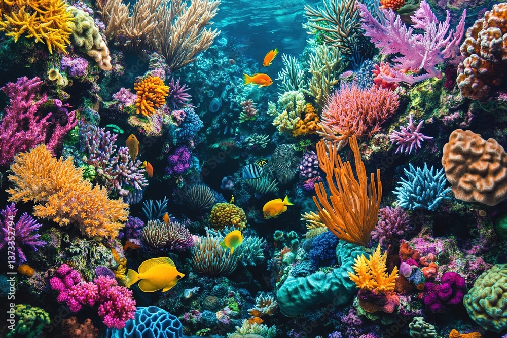 Fototapeta premium mesmerizing beauty of underwater ecosystems is showcased in intricate and colorful world of a coral reef where various coral species and aquatic creatures coexist in awe-inspiring harmony
