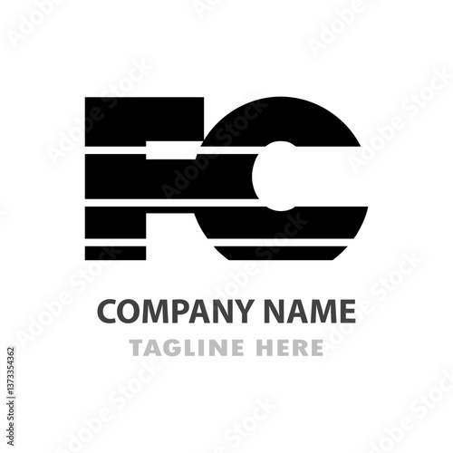 Modern logo design featuring the letters FC.  Striped effect creates a clean and bold look.  Company name and tagline area included for branding
