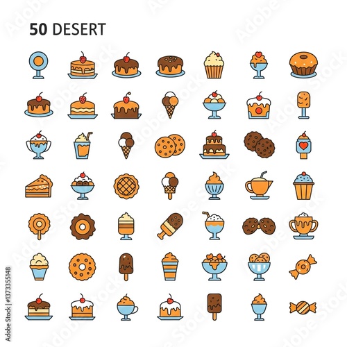 set of deserts cartoon  icons