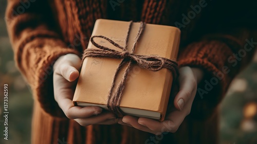 Person giving a handmade journal filled with positive affirmations as a gift