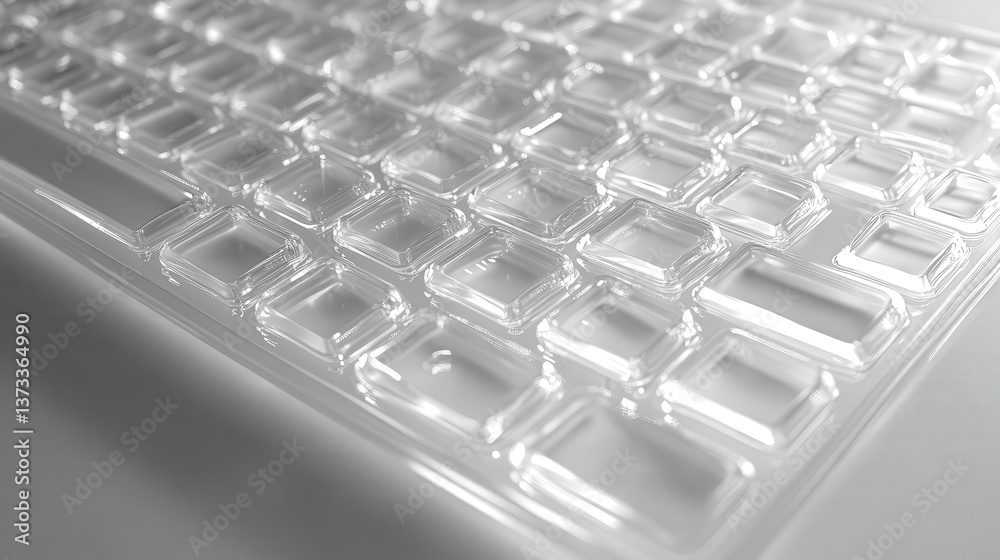 Fototapeta premium clear keyboard, showing the individual keys with their crisp, transparent finish.