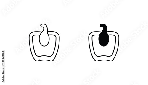 Pepper Half Cut icon design with white background stock illustration