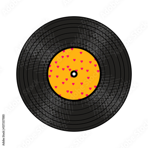 Vinyl disk retro player style illustration vector art decor design 70s, 80s, 90s music pattern	
