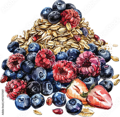 a pile of oatmeal Hand Drawing Vintage Style.