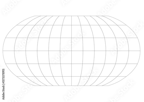 30-Degree world map graticule (latitude-longitude) grid vector in Robinson projection