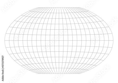 15-Degree world map graticule (latitude-longitude) grid vector in  Winkel-Tripel projection