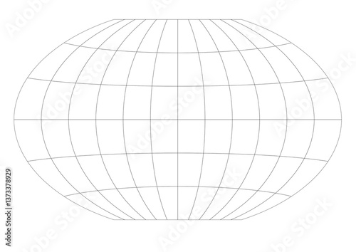 30-Degree world map graticule (latitude-longitude) grid vector in  Winkel-Tripel projection