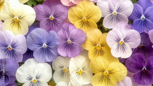Colorful Pansy Flowers Spring Bloom Close Up Botanical Garden