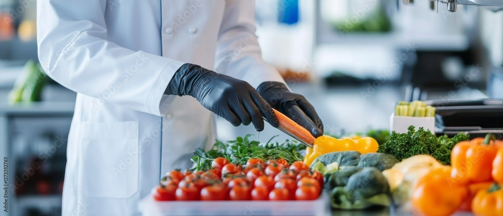 Scientists developing AI powered personalized nutrition apps, high-tech food lab with real-time dietary data and AI-driven meal planning algorithms, High-tech style Scientists developing AI powered personalized nutrition apps, high-tech food lab with real-time dietary data and AI-driven meal planning algorithms, High-tech style