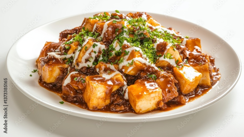 Delicious Mapo Tofu with Ground Meat and Creamy Sauce. Delicious Mapo Tofu with Ground Meat and Creamy Sauce.