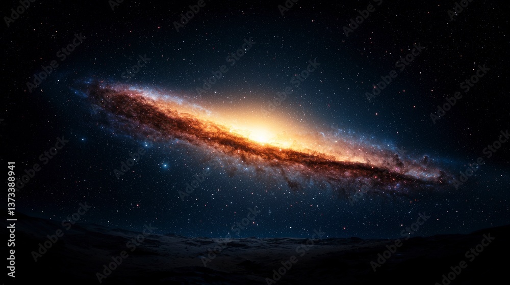 Fototapeta premium Majestic Spiral Galaxy Cosmic Landscape Starry Night Space Exploration Celestial Wonde