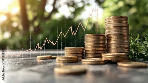 Financial Growth  Rising Coins  Upward Graph  Investment Success