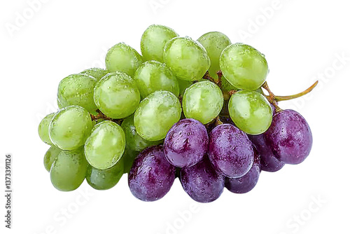 green and red grapes bunch - fresh fruit cluster