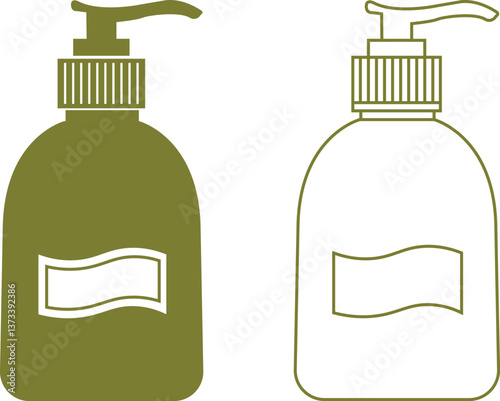 Cosmetic packaging mockup icon set. Silhouettes cosmetic products template flat and line vector collection isolated on transparent background. Symbol for beauty product sign web and app.