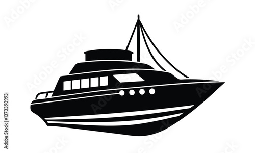 A yacht silhouette boat vector, motorboat silhouettes icon