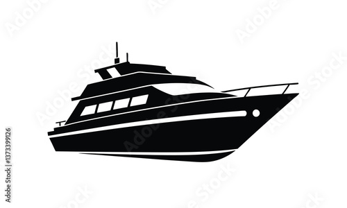 A yacht silhouette boat vector, motorboat silhouettes icon