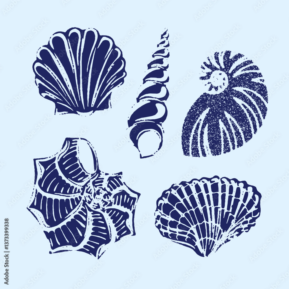 Fototapeta premium Hand drawn summer duotone pattern design
