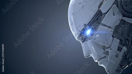 Futuristic Robot Head  AI  Cyborg  Artificial Intelligence  Technology Concept