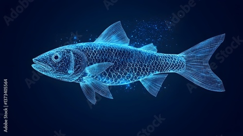 Artistic representation of a fish swimming gracefully through water with vibrant colors and creative illustrative style