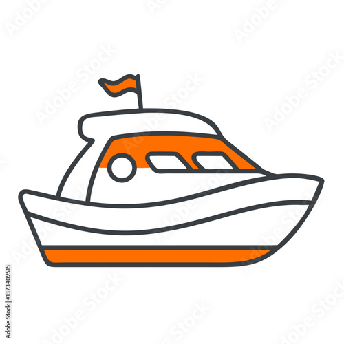Boat with Orange Accents for Rental or Leisure Activities  