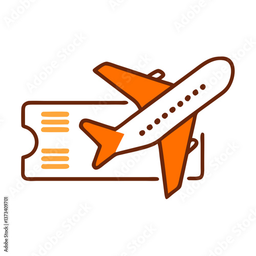 Airplane flying over a ticket in a minimalistic design  