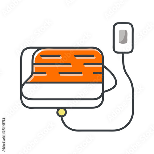 Electric blanket with controller illustration in vibrant colors  
